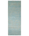 2.6x8 Fine Hand Knotted Camel and Blue Traditional Vintage Persian Style Antique Wool and Silk Rug | AGR26