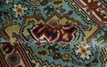 2.7x7.9 Traditional Mustard, Aqua and Ivory Hand knotted wool Area Rug
