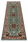 2.7x7.9 Traditional Mustard, Aqua and Ivory Hand knotted wool Area Rug