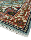 2.7x7.9 Traditional Mustard, Aqua and Ivory Hand knotted wool Area Rug
