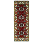 2.9x8 Hand Knotted Antique Kazak Runner Blue and Rust Traditional Tribal Armenian Rug | KZA6