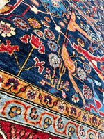 Hand-Knotted Afghani Bidjar Wool Rug – 9’x12’ – Intricate Geometric & Floral Motifs