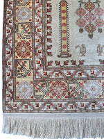 Luxurious Hand-Knotted Pure Silk Turkish Kayseri Rug – Intricate Floral & Geometric Design, 2’2” x 3’