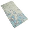 2x4 Modern Abstract Ivory, Blue and Charcoal Wool and Silk Rug| N7324