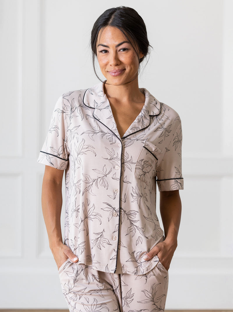 Women's Stretch-Knit Short Sleeve & Pant Bamboo Pajama Set