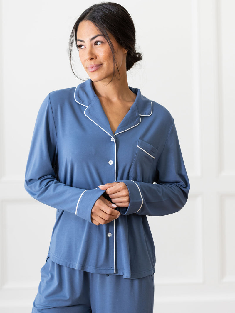Women's Stretch-Knit Long Sleeve Bamboo Pajama Set