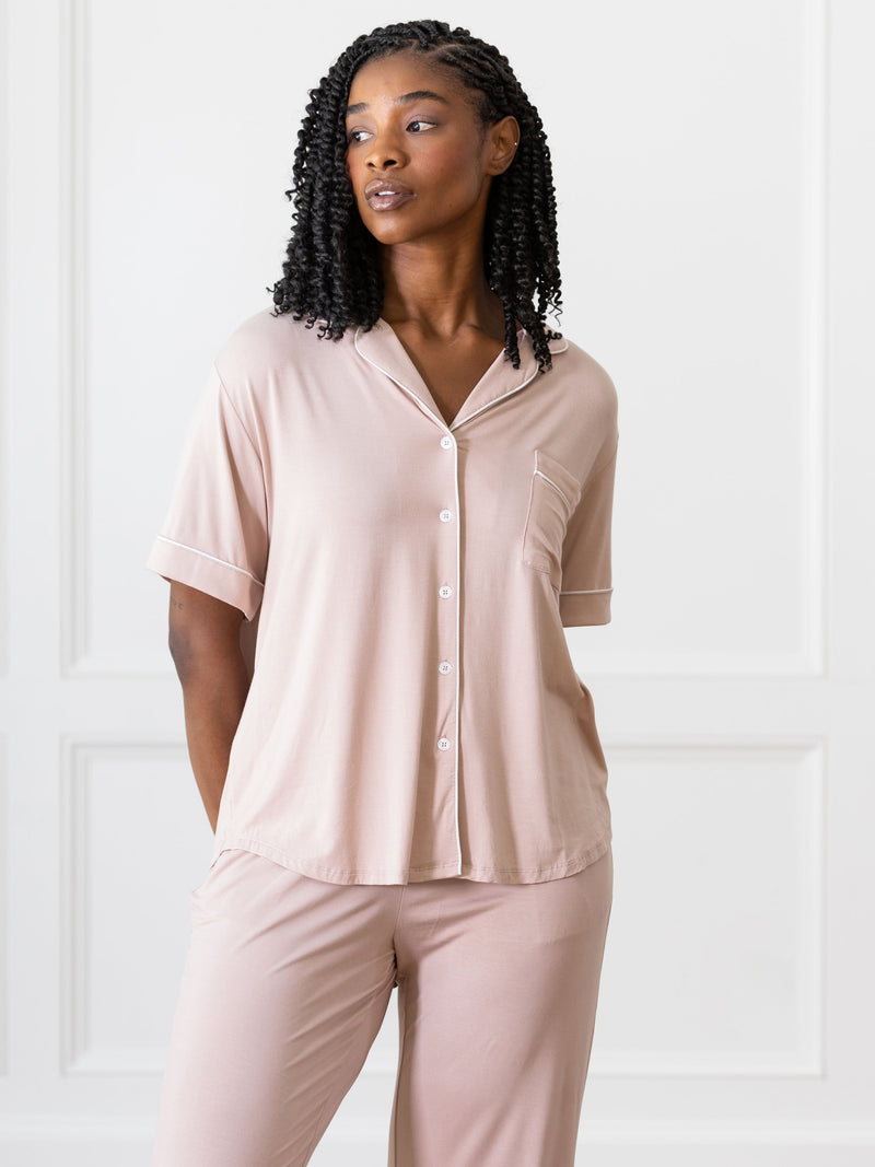Women's Stretch-Knit Short Sleeve & Pant Bamboo Pajama Set