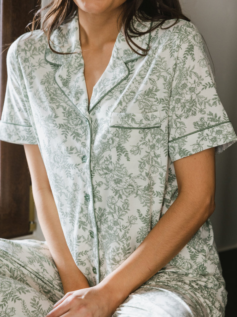 Women's Stretch-Knit Short Sleeve & Pant Bamboo Pajama Set