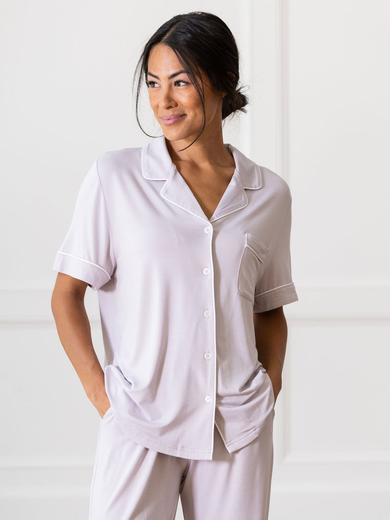 Women's Stretch-Knit Short Sleeve & Pant Bamboo Pajama Set