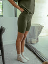 Women's Bamboo Waffle Knit Mid-Length Biker Shorts