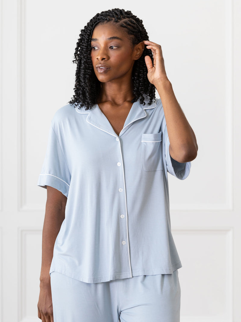 Women's Stretch-Knit Short Sleeve & Pant Bamboo Pajama Set