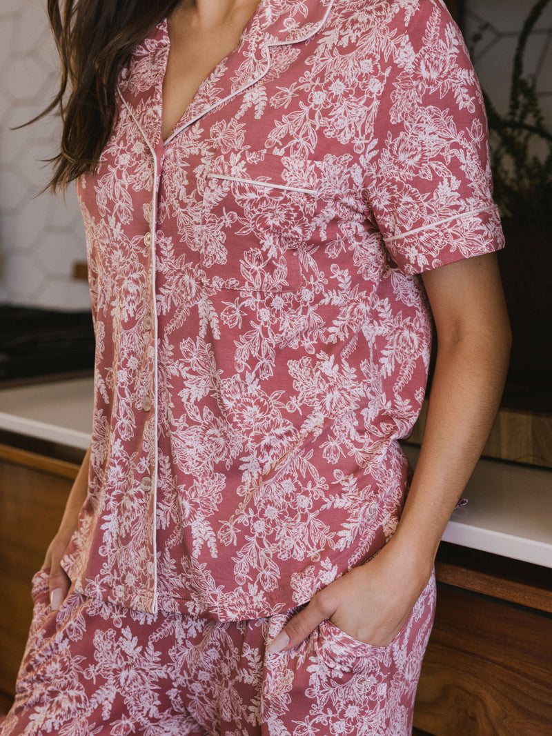 Women's Stretch-Knit Short Sleeve & Pant Bamboo Pajama Set