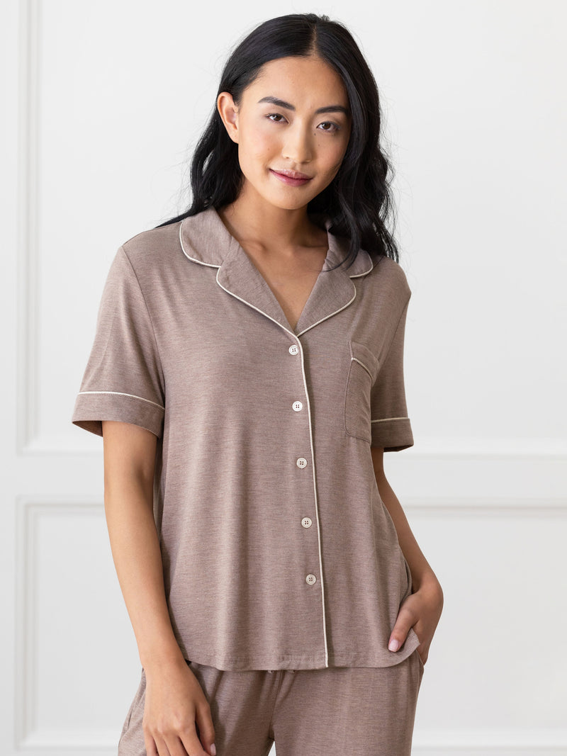 Women's Stretch-Knit Short Sleeve & Pant Bamboo Pajama Set