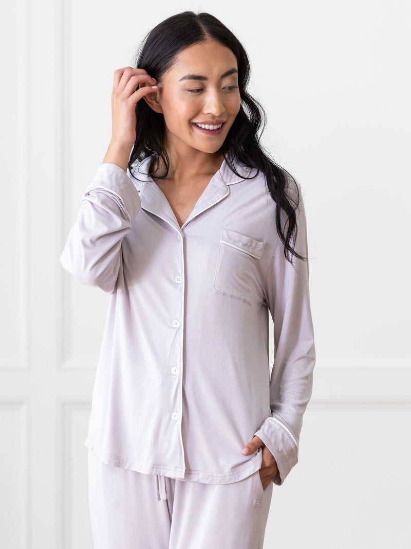 Women's Stretch-Knit Long Sleeve Bamboo Pajama Set
