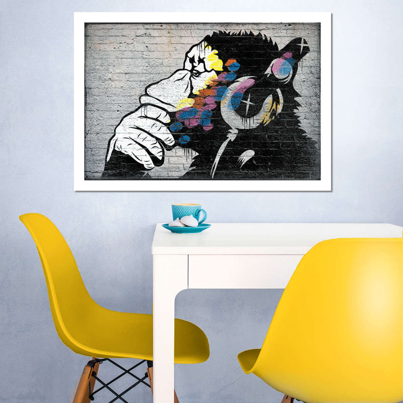 Monkey Wearing Headphones Wall Art