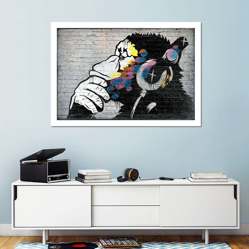 Monkey Wearing Headphones Wall Art