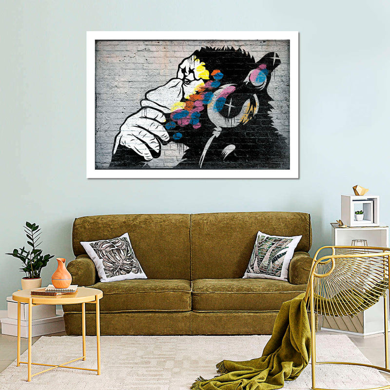 Monkey Wearing Headphones Wall Art