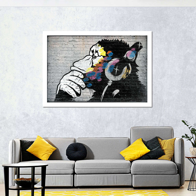 Monkey Wearing Headphones Wall Art