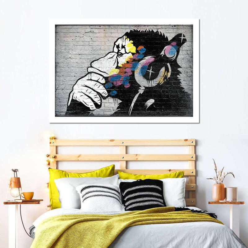 Monkey Wearing Headphones Wall Art