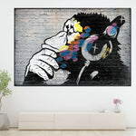 Monkey Wearing Headphones Wall Art