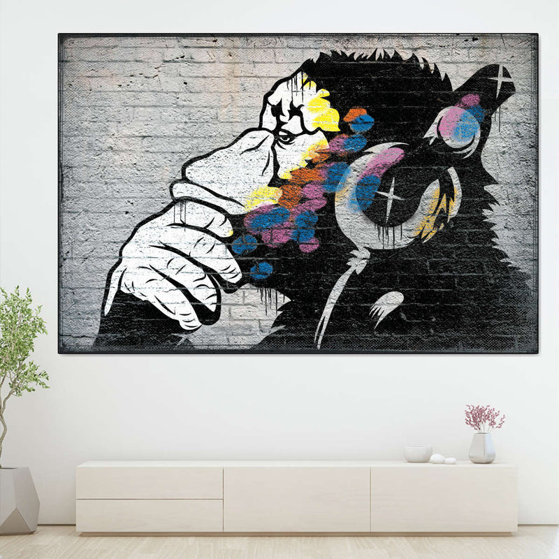 Monkey Wearing Headphones Wall Art
