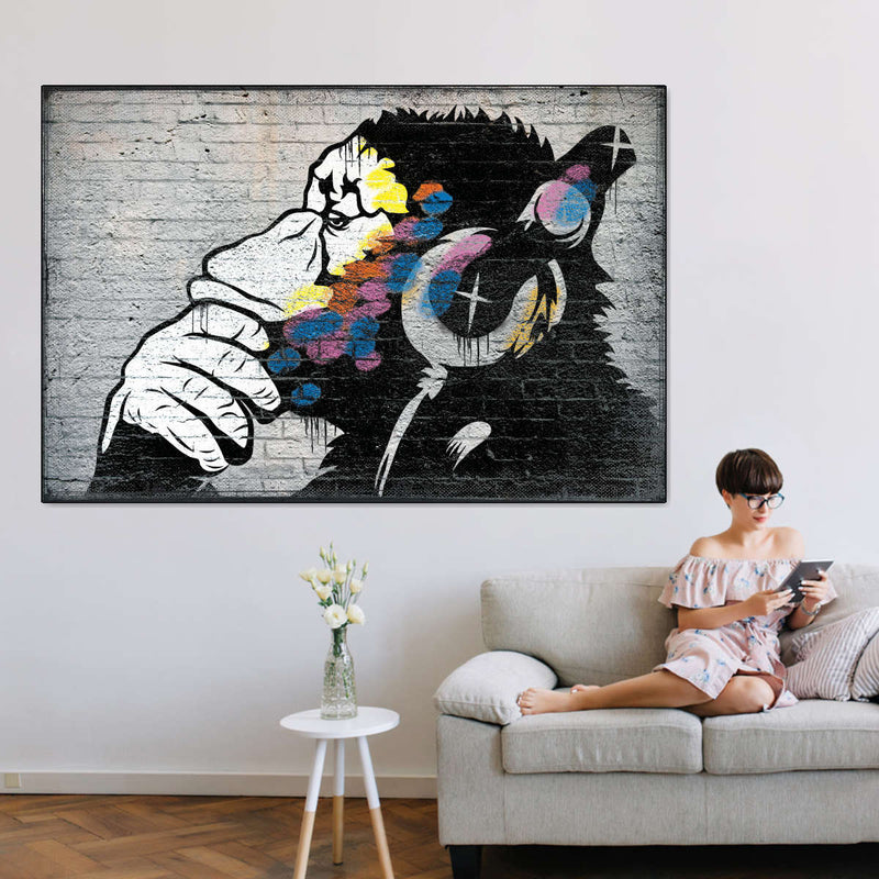 Monkey Wearing Headphones Wall Art