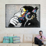 Monkey Wearing Headphones Wall Art