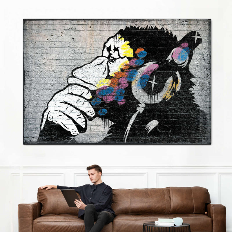 Monkey Wearing Headphones Wall Art