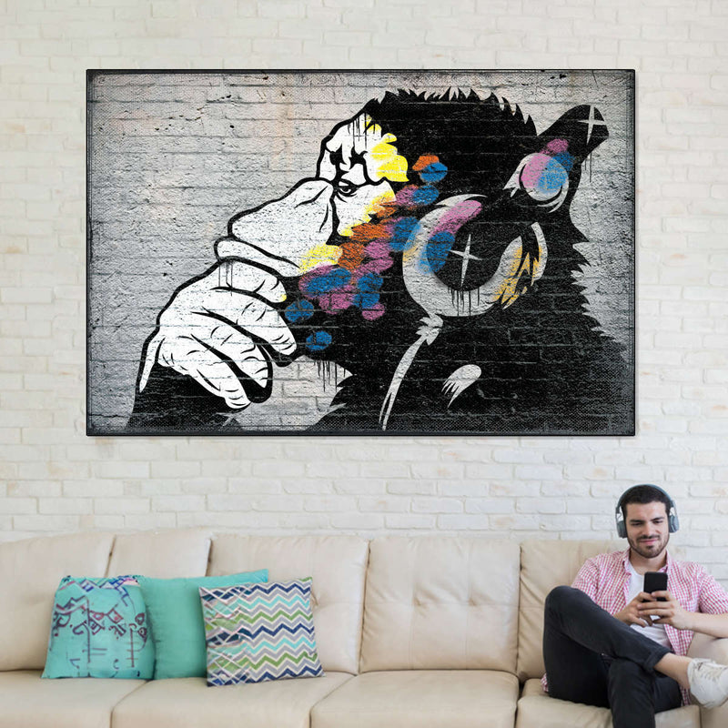 Monkey Wearing Headphones Wall Art