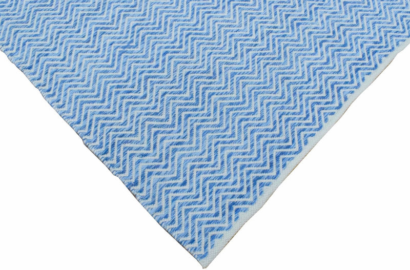 2x3, 5x8, 8x10 Dhurrie Rug, Blue Chevron Rug