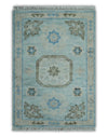 2x3 Aqua, Silver and Brown Hand Knotted Traditional Antique Style Design Wool Rug | TRDCP127823