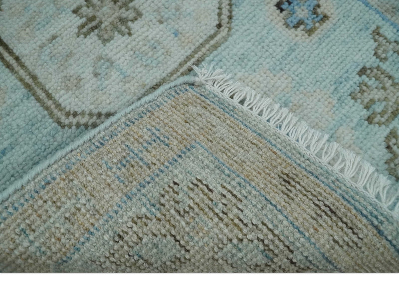 2x3 Aqua, Silver and Brown Hand Knotted Traditional Antique Style Design Wool Rug | TRDCP127823