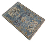 2x3 Blue, Beige and Brown Hand Knotted Traditional Antique Persian Design Wool Rug | TRDCP80123