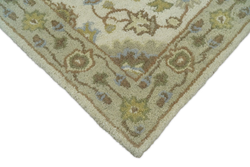 2x3 Brown and Beige Handmade Classic Vintage Design Wool Area Rug | TRDCP15723