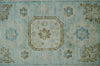 2x3 Hand Knotted Aqua and Olive Oushak Wool Rug, Entryway Rug | TRDCP124523