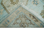 2x3 Hand Knotted Aqua and Olive Oushak Wool Rug, Entryway Rug | TRDCP125423