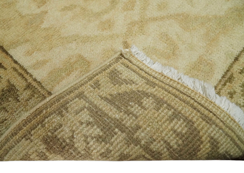 2x3 Hand Knotted Beige and Olive Traditional Persian Oushak Wool Rug | N323