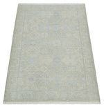 2x3 Hand Knotted Beige, Gray and Ivory Traditional Persian Oushak Wool Rug | N6923