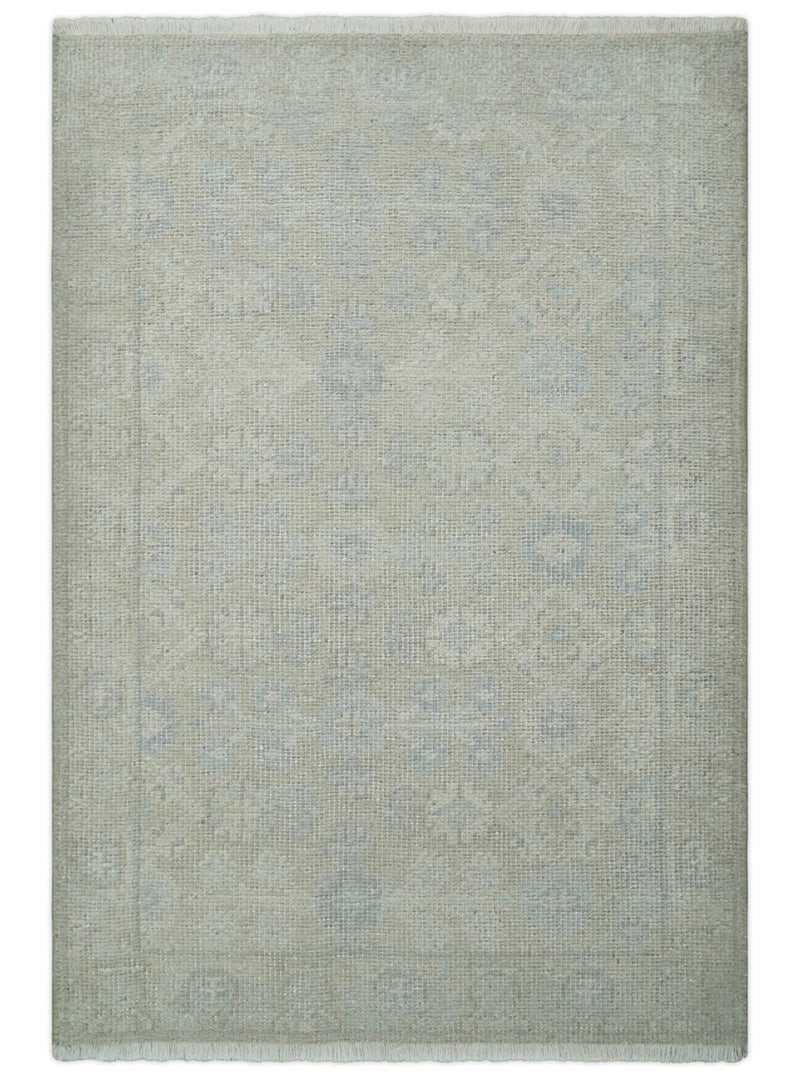 2x3 Hand Knotted Beige, Gray and Ivory Traditional Persian Oushak Wool Rug | N6923