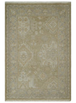 2x3 Hand Knotted Beige, Gray and Silver Traditional Persian Oushak Wool Rug | N2323