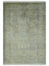 2x3 Hand Knotted Beige, Ivory and Charcoal Traditional Persian Oushak Wool Rug | N3223
