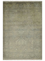 2x3 Hand Knotted Beige, Ivory and Charcoal Traditional Persian Oushak Wool Rug | N5823