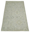 2x3 Hand Knotted Beige, Ivory and Gray Traditional Persian Oushak Wool Rug | N3123