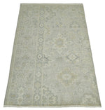 2x3 Hand Knotted Beige, Ivory and Gray Traditional Persian Oushak Wool Rug | N3123