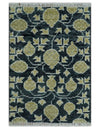 2x3 Hand Knotted Black and Beige Traditional Antique Style Wool Rug | TRDCP124623