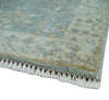 2x3 Hand Knotted Blue and Beige Traditional Oushak Wool Rug | TRDCP124923