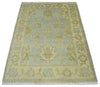 2x3 Hand Knotted Blue and Beige Traditional Persian Oushak Wool Rug | N2923