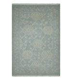 2x3 Hand Knotted Blue, Beige and Gray Traditional Persian Oushak Wool Rug | N7423