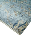 2x3 Hand Knotted Blue, Ivory and Gray Vintage Persian Oushak Wool Rug | N3523