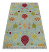 2x3 Hand Knotted Blue, Red, Yellow and Green Oushak Wool Rug | TRDCP124423